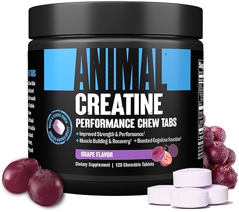 Universal Nutrition Enhanced Animal Creatine Chews Tablets - Grape Flavor, with AstraGin & Sea Salt for Absorption & Pump, Chewable & Convenient'