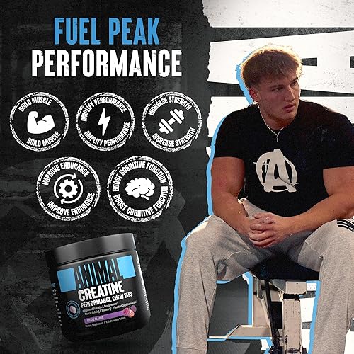 Universal Nutrition Enhanced Animal Creatine Chews Tablets - Grape Flavor, with AstraGin & Sea Salt for Absorption & Pump, Chewable & Convenient'