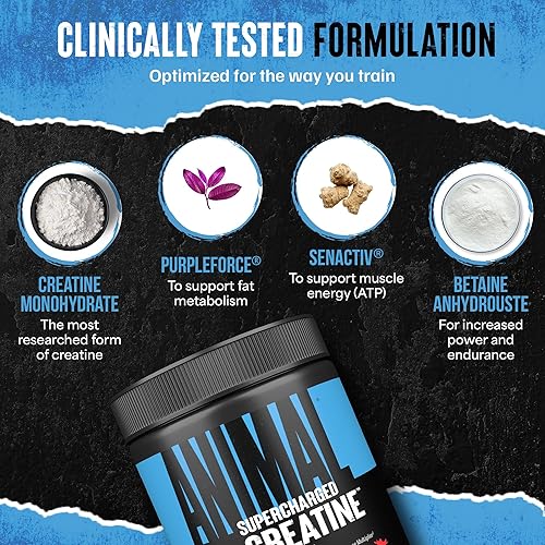 Universal Nutrition Supercharged Fruit Punch Creatine Powder for Strength & Endurance - 300g