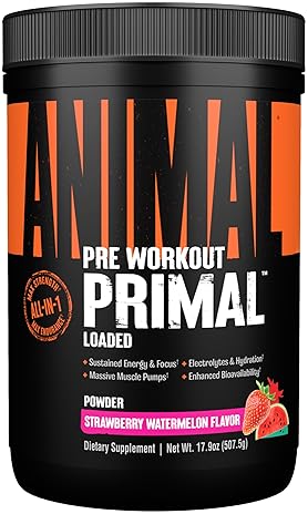 Universal Nutrition Animal Primal Muscle Hydration Preworkout Powder Strawberry Watermelon Flavor 17.9 oz'
