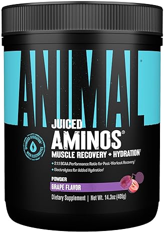 Universal Nutrition Animal Juiced Amino Acids BCAA Powder EAA Matrix with Electrolytes Grape Flavor 30 Servings'