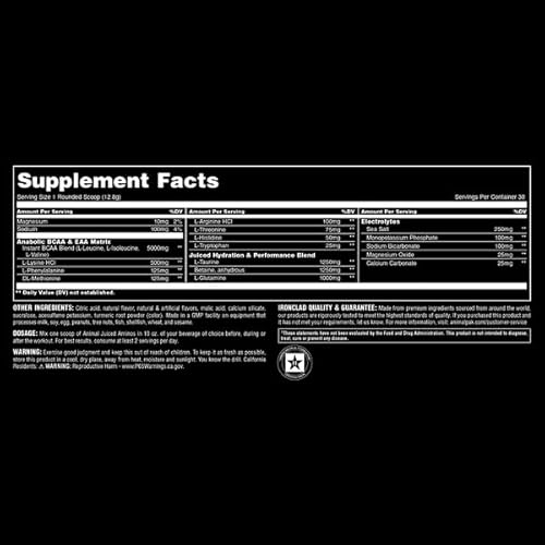 Universal Nutrition Animal Juiced Amino Acids BCAA Powder EAA Matrix Hydration Electrolytes Recovery Orange 30 Servings