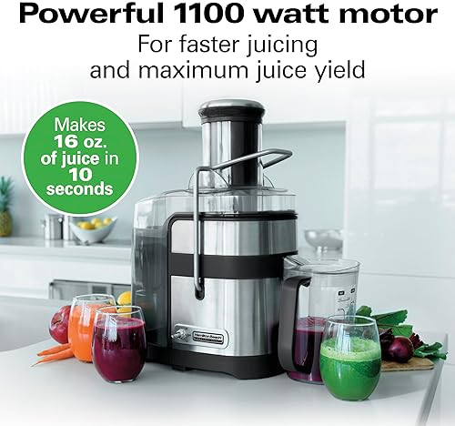 Hamilton Beach Professional Juicer Machine with 3.5" Super Chute, 1100W, Black - Easy Clean (67906)