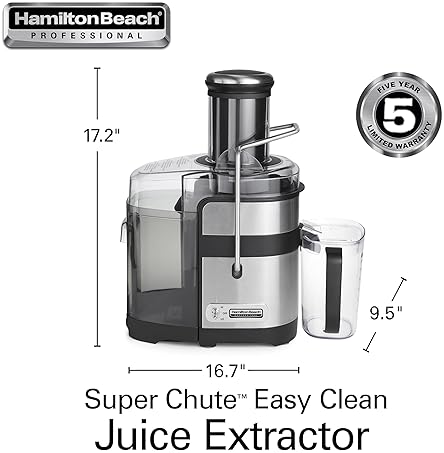 Hamilton Beach Professional Juicer Machine with 3.5" Super Chute, 1100W, Black - Easy Clean (67906)