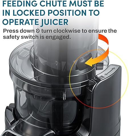 Elite Gourmet Masticating Cold Press Juicer in Charcoal Grey - Easy to Clean, Ideal for Vegetables and Fruits