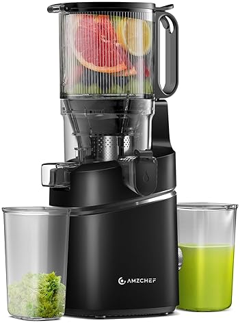 AMZCHEF Cold Press Juicer for Whole Fruit & Vegetables, Easy to Clean, High Yield - Black