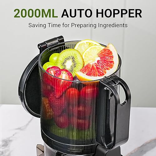 AMZCHEF Cold Press Juicer for Whole Fruit & Vegetables, Easy to Clean, High Yield - Black