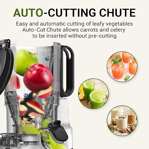 AMZCHEF Cold Press Juicer for Whole Fruit & Vegetables, Easy to Clean, High Yield - Black
