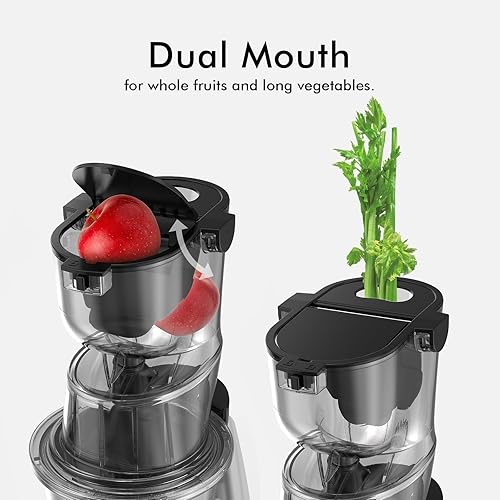 SiFENE Cold Press Juicer Machine - Large Feed Chute, High Juice Yield, Easy Clean, Gray