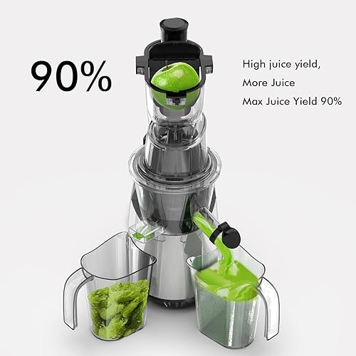 SiFENE Cold Press Juicer Machine - Large Feed Chute, High Juice Yield, Easy Clean, Gray