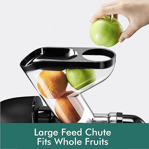 SiFENE Cold Press Juicer - Dual Wide Mouth Masticating Juicer, Anti-Clog, Easy to Clean - BPA Free, Black