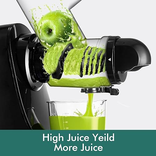 SiFENE Cold Press Juicer - Dual Wide Mouth Masticating Juicer, Anti-Clog, Easy to Clean - BPA Free, Black