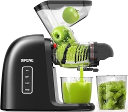 SiFENE Cold Press Juicer - Dual Wide Mouth Masticating Juicer, Anti-Clog, Easy to Clean - BPA Free, Black