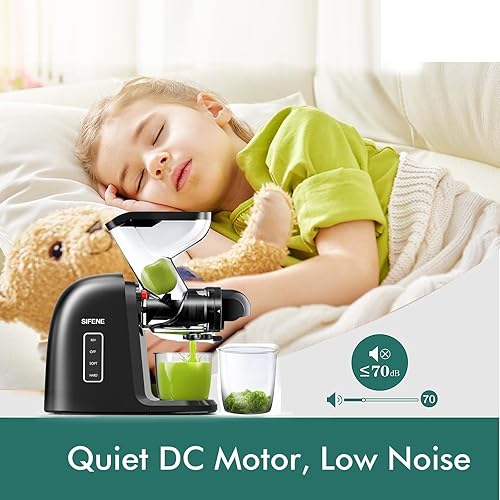 SiFENE Cold Press Juicer - Dual Wide Mouth Masticating Juicer, Anti-Clog, Easy to Clean - BPA Free, Black