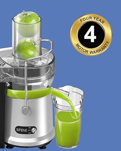 SiFENE Centrifugal Juicer Machine, 1000W Extractor with Large Feed Chute, Easy to Clean, Gray