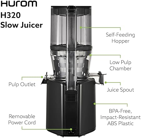 Hurom H320 Slow Juicer | Self-Feeding Cold Press for Veg & Fruit | High Yield | BPA