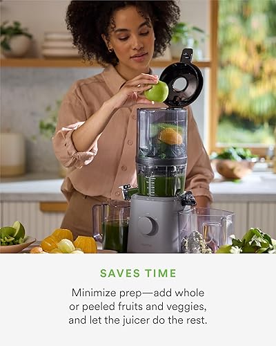 Namawell J2 Cold Press Juicer - Self Feeding, Wide Mouth Hopper, Zero Waste Masticating Juicer - Easy Cleanup