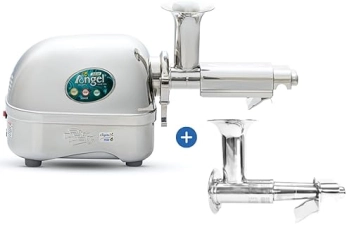 Angel Juicer Premium Stainless Steel Cold Press Slow Juicer with Anti-Jamming Auto-Reverse - 10-Year Warranty