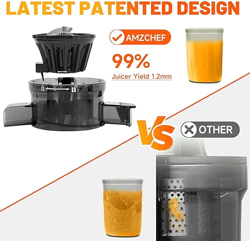 Mısdlar Store Gray Slow Juicer Machine with Large Feed Chute for Whole Fruits and Vegetables