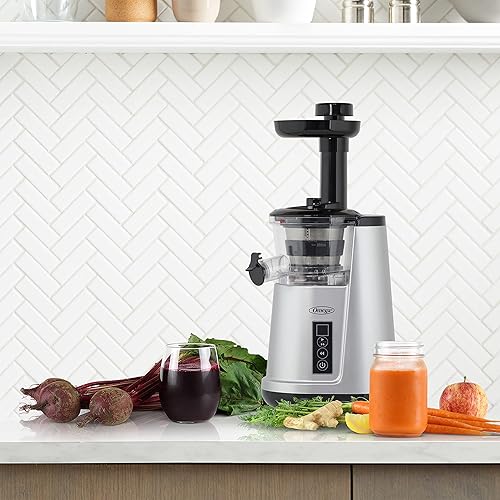 Omega JC3000SV13 Vertical Masticating Cold Press Juicer - Silver, 65 RPM, 150W