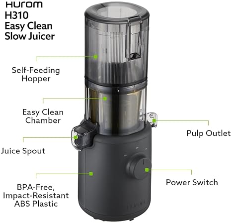 Hurom Renewed Hurom H310A Self-Feeding Masticating Juicer - White | Easy-Clean, Quiet Motor - Max Yield, BPA