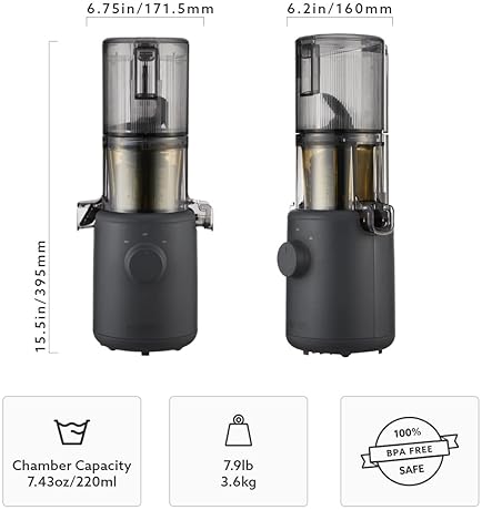 Hurom Renewed Hurom H310A Self-Feeding Masticating Juicer - White | Easy-Clean, Quiet Motor - Max Yield, BPA