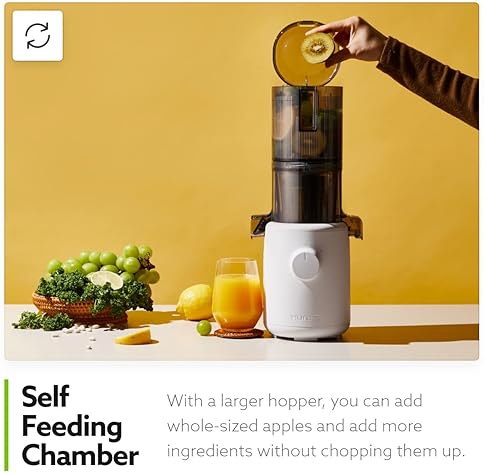 Hurom Renewed Hurom H310A Self-Feeding Masticating Juicer - White | Easy-Clean, Quiet Motor - Max Yield, BPA
