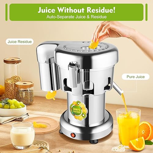 Stainless Steel Cold Press Juicer with Low Noise, Overheating Protection
