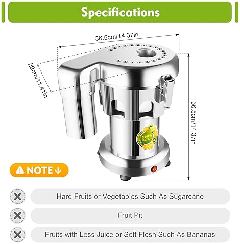 Stainless Steel Cold Press Juicer with Low Noise, Overheating Protection