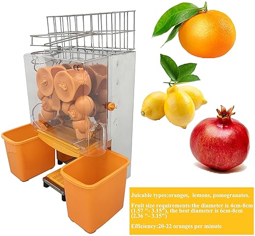Stainless Steel Commercial Orange Juicer Extractor - 22 Oranges/Min, 110V