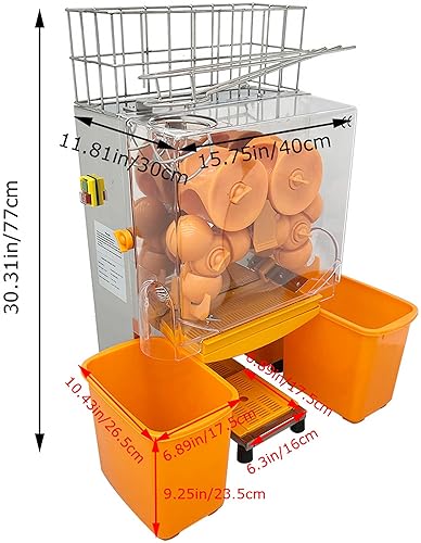 Stainless Steel Commercial Orange Juicer Extractor - 22 Oranges/Min, 110V
