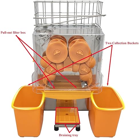 Stainless Steel Commercial Orange Juicer Extractor - 22 Oranges/Min, 110V