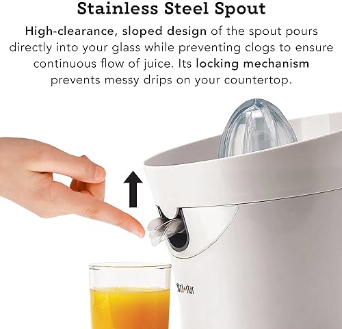 Tribest CitriStar CS-1000 Electric Citrus Juicer - Stainless Steel Strainer & Spout (White)