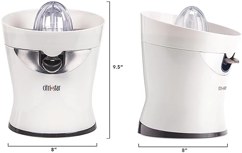 Tribest CitriStar CS-1000 Electric Citrus Juicer - Stainless Steel Strainer & Spout (White)