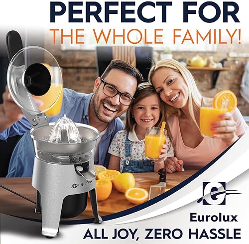 Eurolux Stainless Steel Electric Citrus Juicer | 300W Power, 2 Filters for Pulp Control