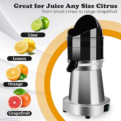 Stainless Steel Electric Citrus Juicer - 120V, 1400 RPM for Commercial Use