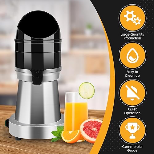 Stainless Steel Electric Citrus Juicer - 120V, 1400 RPM for Commercial Use