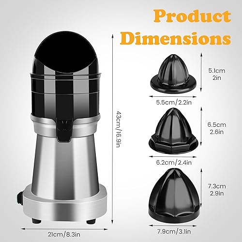 Stainless Steel Electric Citrus Juicer - 120V, 1400 RPM for Commercial Use