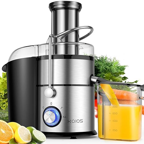 KOIOS 1300W Centrifugal Juicer, 3" Feed Chute, Copper Motor, Titanium Filter, High Juice Yield, 3 Speeds