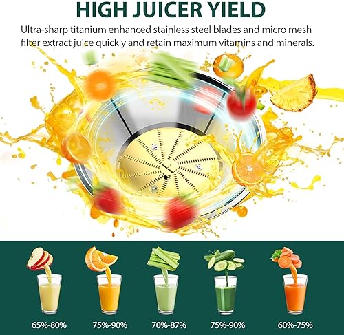 KOIOS 1300W Centrifugal Juicer, 3" Feed Chute, Copper Motor, Titanium Filter, High Juice Yield, 3 Speeds