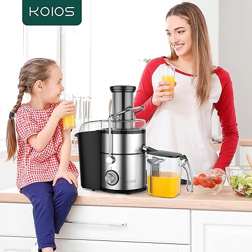 KOIOS 1300W Centrifugal Juicer, 3" Feed Chute, Copper Motor, Titanium Filter, High Juice Yield, 3 Speeds