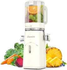 Zasmira Cold Press Juicer with Large Feeding Chute - Powerful Slow Juicer, Easy to Clean (White)