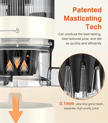 Zasmira Cold Press Juicer with Large Feeding Chute - Powerful Slow Juicer, Easy to Clean (White)