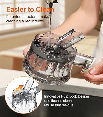 Zasmira Cold Press Juicer with Large Feeding Chute - Powerful Slow Juicer, Easy to Clean (White)