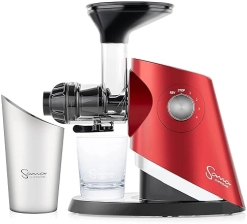 Sana 727 Supreme Cold Press Masticating Juicer | Large Batch | Non-Stop Juicing | 4 Speed Motor | Easy to Clean | Recipe Book | 15-Year Warranty | Red