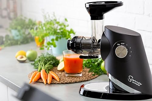 Sana 727 Cold Press Masticating Juicer | Large Batch | Non-Stop Juicing | 4 Speed Motor | Easy Clean | Recipe Book | 15-Year Warranty | Black