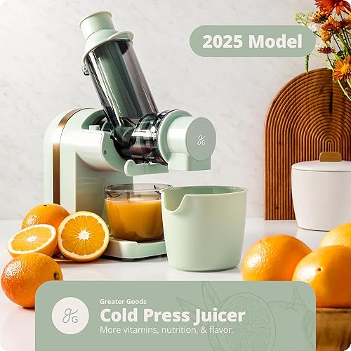 Greater Goods Powerful Slow Masticating Juicer for Fruits & Veggies, High Juice Yield, Easy to Clean - Sage Green