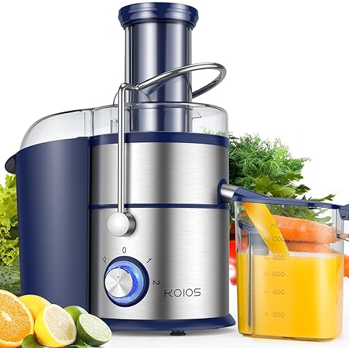 KOIOS Centrifugal Juicer 1300W, XL Feed Chute, Copper Motor, Titanium Filter, High Juice Yield, 3 Speeds, Blue