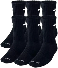 NIKE Plus Cushion Crew Socks 6-Pack, Size L (Men's 8-12 / Women's 10-13) - Black