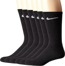 NIKE Performance Cushion Crew Socks (6 Pairs), Black/White, Large Unisex